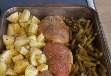 One Pan Dinner Chicken Potatoes and Greens