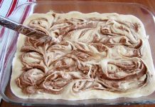 Cinna-bun Cake in the oven