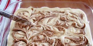 Cinna-bun Cake in the oven