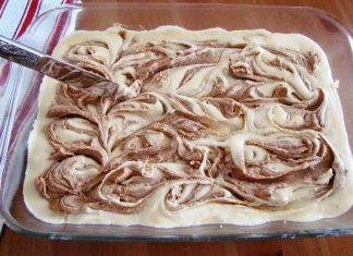 Cinna-bun Cake in the oven