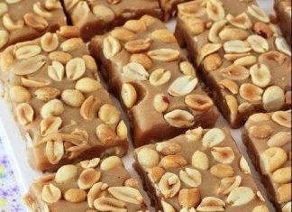 NO BAKE PAYDAY NUT SQUARES