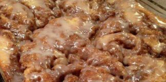 Cinna-bun Cake in the oven