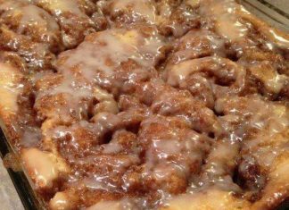 Cinna-bun Cake in the oven