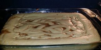 Cinna-bun Cake in the oven