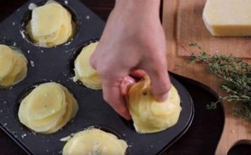 Slice potatoes and put them in a muffin pan. They’ll come out of the oven family favorite!