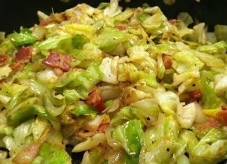 Fried Cabbage with Bacon, Onion, and Garlic!