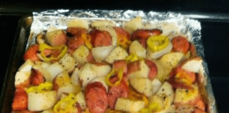 OVEN-ROASTED SAUSAGES, POTATOES, AND PEPPERS