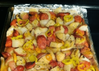 OVEN-ROASTED SAUSAGES, POTATOES, AND PEPPERS
