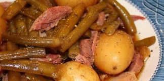 Slow Cooker Green Beans, Ham and Potatoes