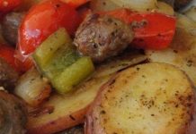 Sausage, Peppers, Onions, and Potato Bake