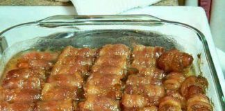 BACON WRAPPED SMOKIES WITH BROWN SUGAR AND BUTTER