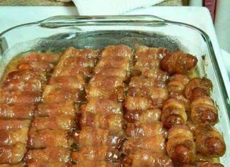 BACON WRAPPED SMOKIES WITH BROWN SUGAR AND BUTTER