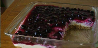 FRESH BLUEBERRY CHEESECAKE WITH HOMEMADE CRUST