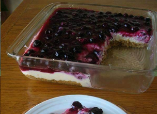 FRESH BLUEBERRY CHEESECAKE WITH HOMEMADE CRUST