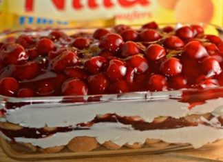 No-Bake Cherry Cheesecake Cookie Lasagna