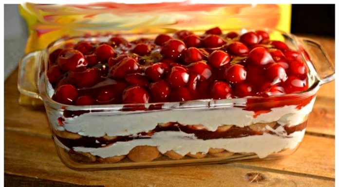 NO BAKE CHERRY CHEESECAKE COOKIE LASAGNA YUMMMY