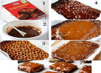 SALTED PRETZEL CARAMEL BROWNIES