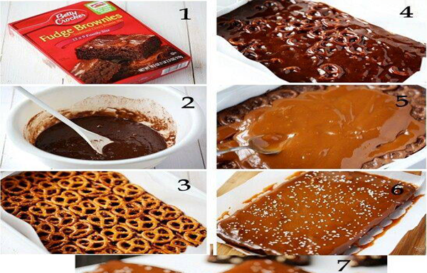 SALTED PRETZEL CARAMEL BROWNIES