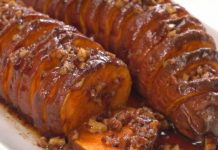 HASSELBACK MAPLE PECAN SWEET POTATOES
