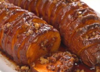 HASSELBACK MAPLE PECAN SWEET POTATOES