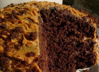 Chocolate cake with caramel filling