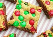 Thick & Chewy M & M Cookie Bars!