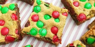 Thick & Chewy M & M Cookie Bars!