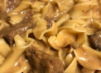 THE COZIEST, CREAMIEST BEEF TIPS WITH EGG NOODLES