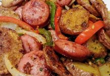 Fried Potatoes and Onions/Peppers with Smoked Sausage