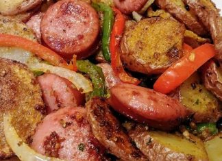 Fried Potatoes and Onions/Peppers with Smoked Sausage