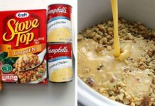 Dump 4 ingredients into a slow cooker. End result is a hearty, tasty chicken and stuffing