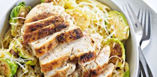 CHICKEN PASTA WITH BRUSSEL SPROUTS