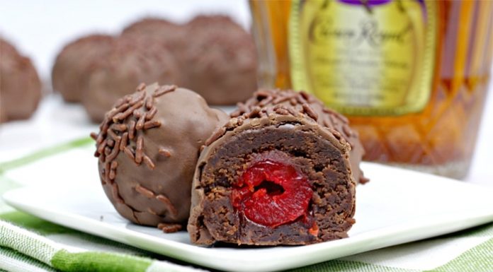 CHOCOLATE BROWNIE CHERRY BOMBS WITH CROWN ROYAL {WHISKEY}