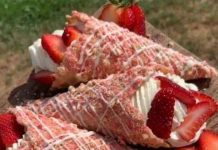 Cream Cheese and Strawberry Stuffed Waffle Cones