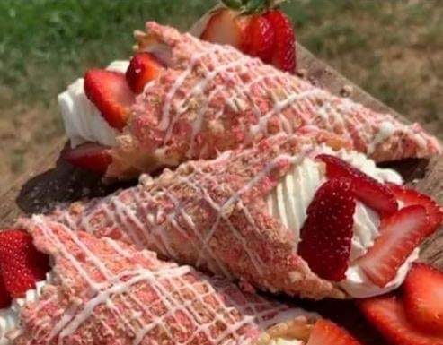 Cream Cheese and Strawberry Stuffed Waffle Cones