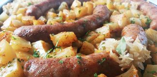 Baked Sausage, Potatoes And Sauerkraut