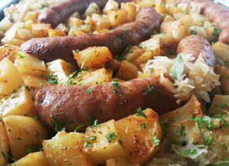Baked Sausage, Potatoes And Sauerkraut