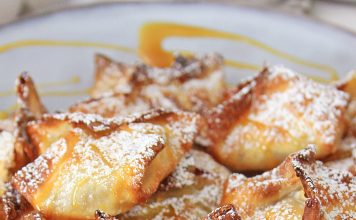Air Fryer Caramel Apple Wontons