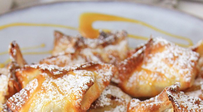 Air Fryer Caramel Apple Wontons