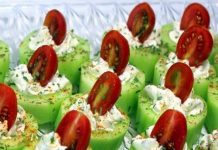 Cucumber Bites with Herb Cream Cheese and Cherry Tomatoes