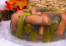 Hot dog jello mold cake & Pickle Juice