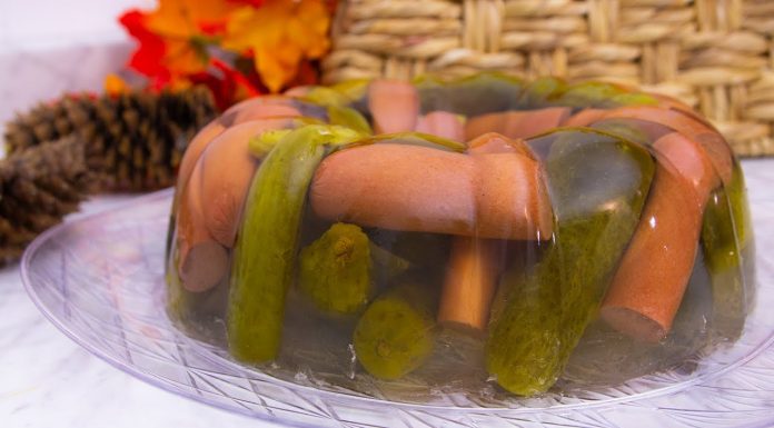 Hot dog jello mold cake & Pickle Juice