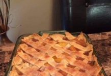 Hot peach cobbler right out of the oven!