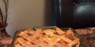 Hot peach cobbler right out of the oven!