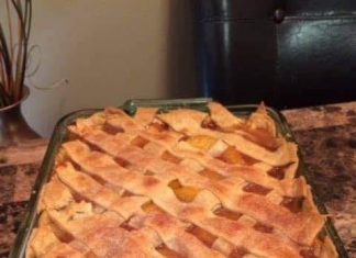 Hot peach cobbler right out of the oven!