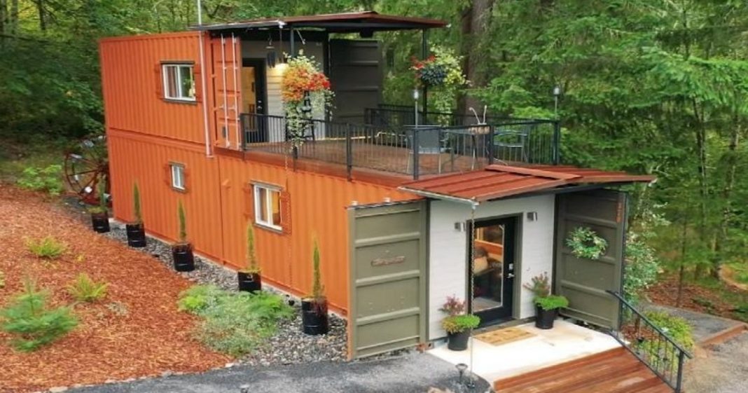 Couple converts two shipping containers into an eyecatching modern
