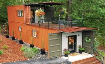 Couple converts two shipping containers into an eye-catching modern home in just 10 months
