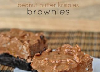 Peanut Butter Krispies Layered Brownies