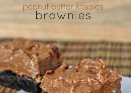 Peanut Butter Krispies Layered Brownies