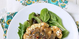 Cauliflower Steaks with Mushroom Gravy. Vegan Glutenfree Recipe